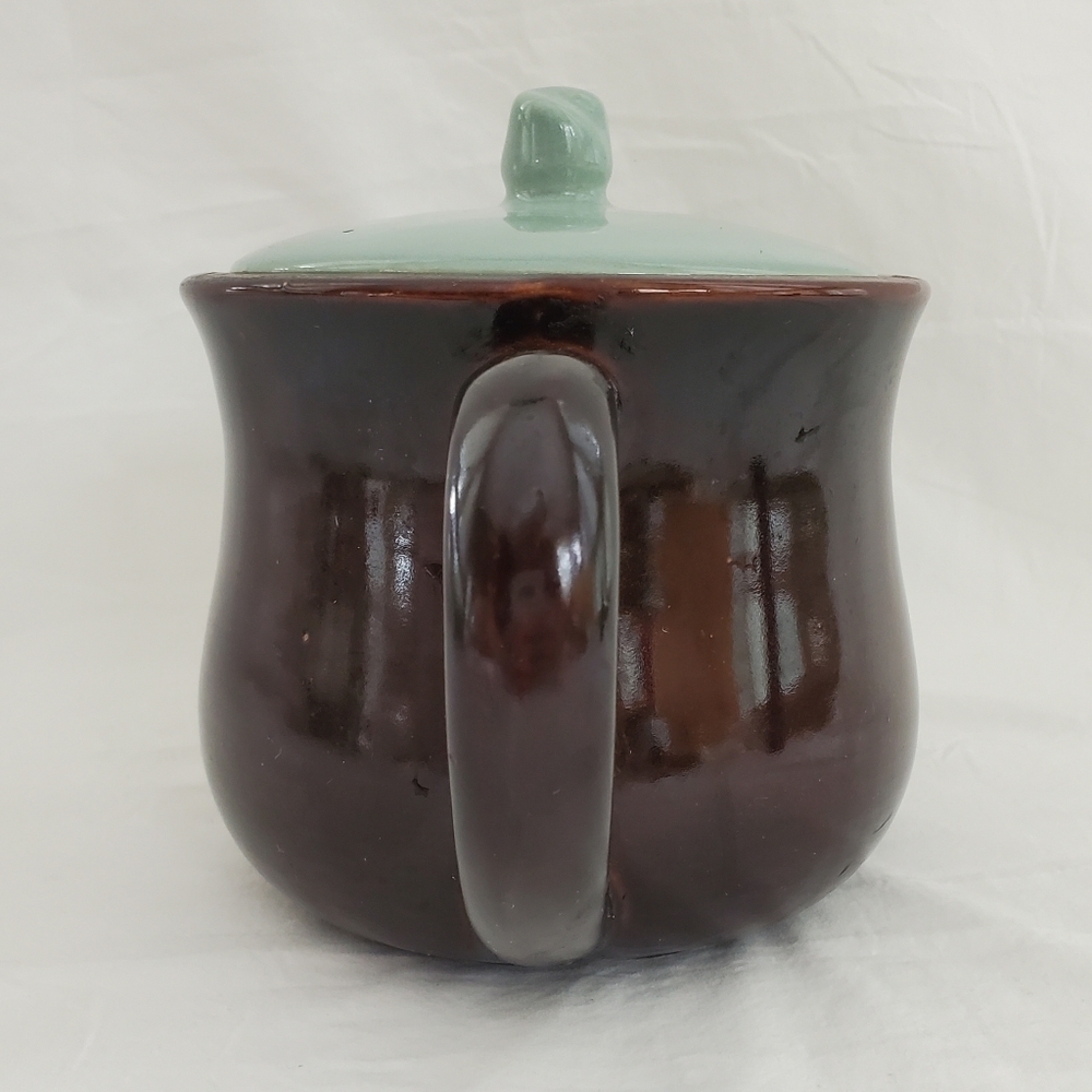 Vintage Red Wing Green Lid Brown Teapot Coffee Pot - Picture 4 of 10